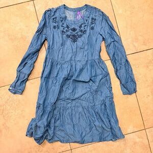 Seven7 Denim Embroidered Chambray Boho Dress Size M